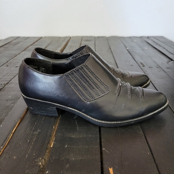 Faded Glory Vintage Black Low Top Booties Pointed Toe Lynette Women's 6 Western - Picture 1 of 10